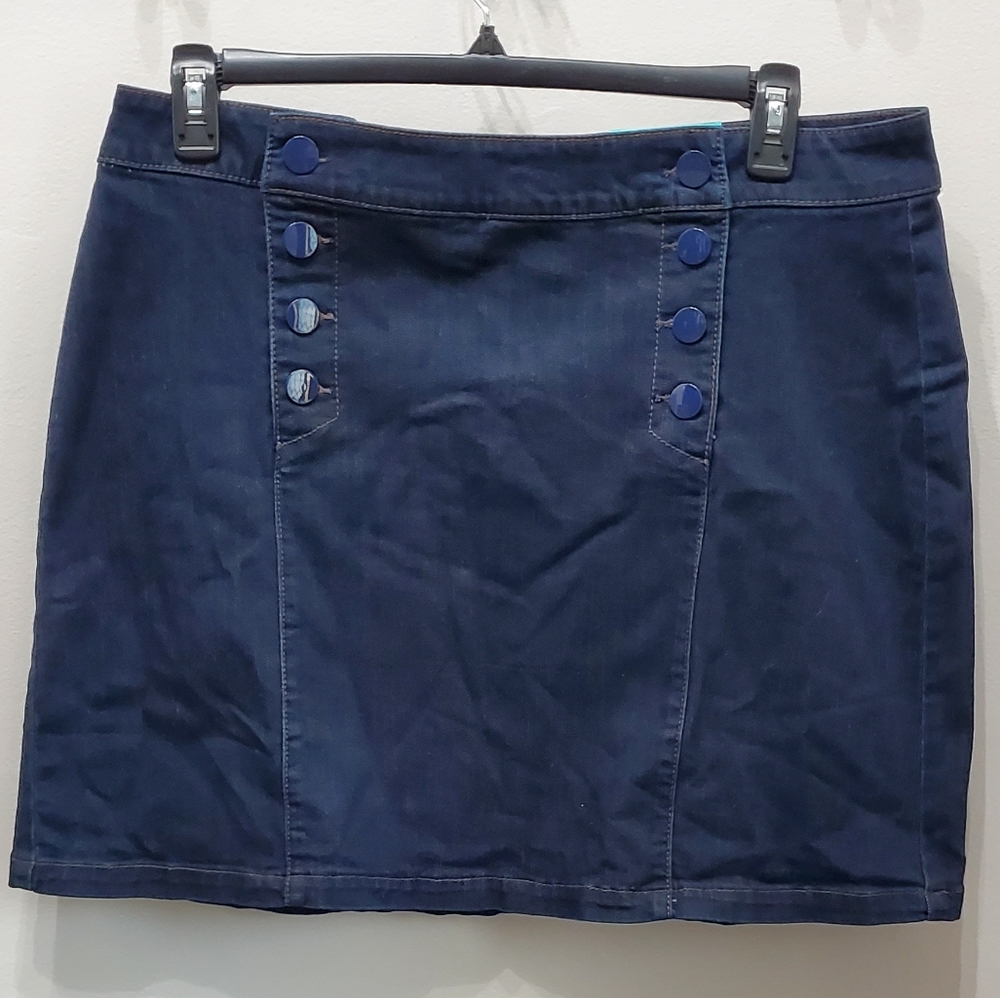 CHARTER CLUB DENIM SAILOR BUTTONED MINI SKIRT